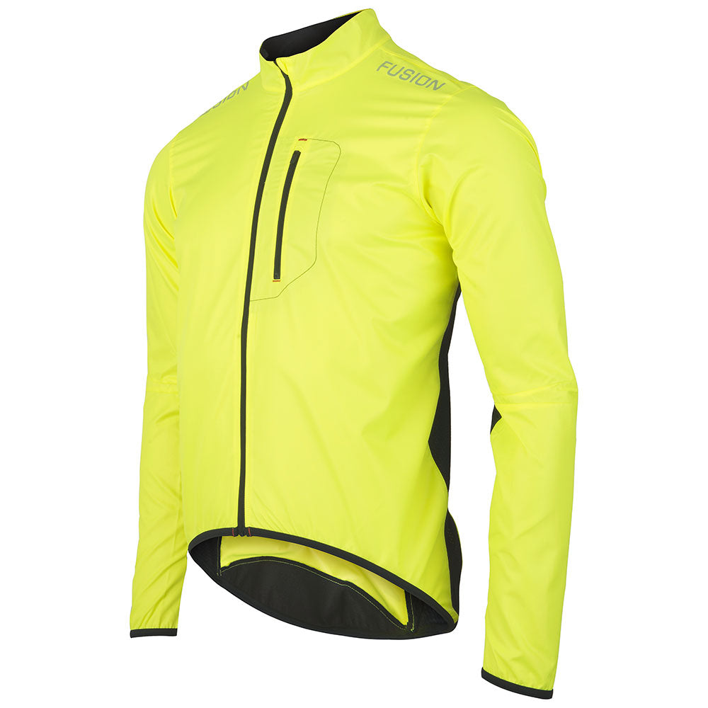 fusion S1 Cycling Jacket yellow front WEB