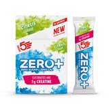 Two packets of zero+ electrolyte sticks with citrus flavor on a white background