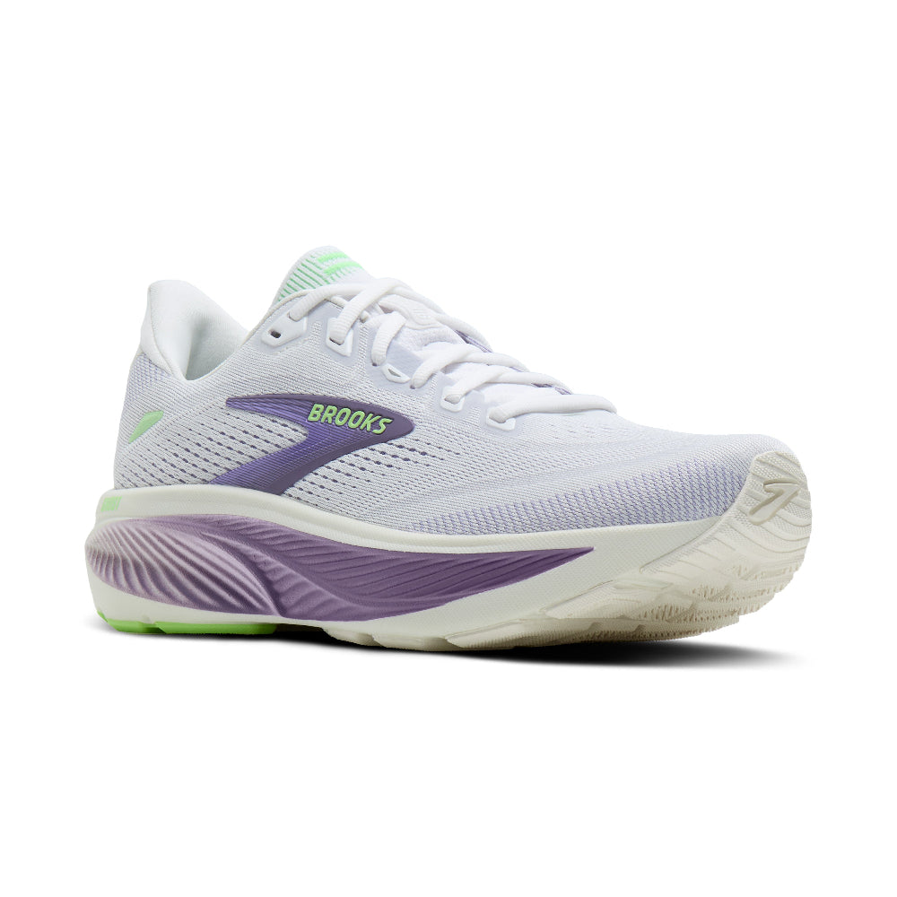 Brooks Ghost 18 Dame - White/Purple Hebe/Green - Endurance Sport