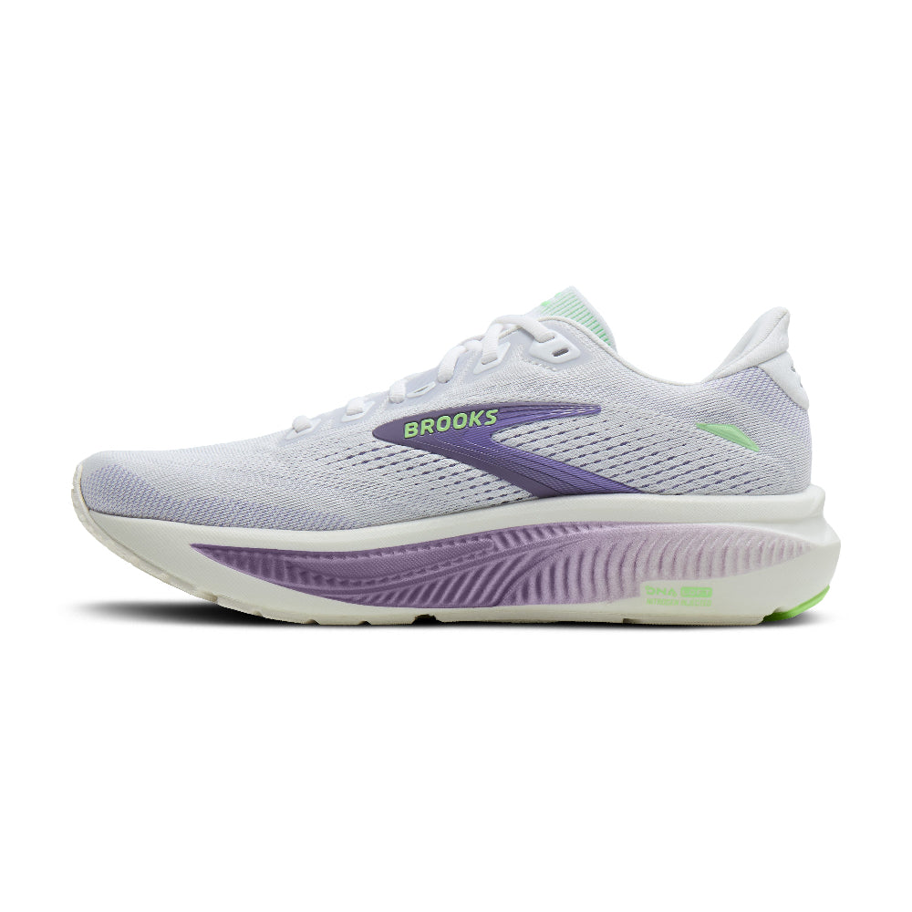 Brooks Ghost 18 Dame - White/Purple Hebe/Green - Endurance Sport