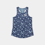 Blue floral tank top on a light gray background