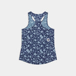 Blue floral tank top on a light gray background