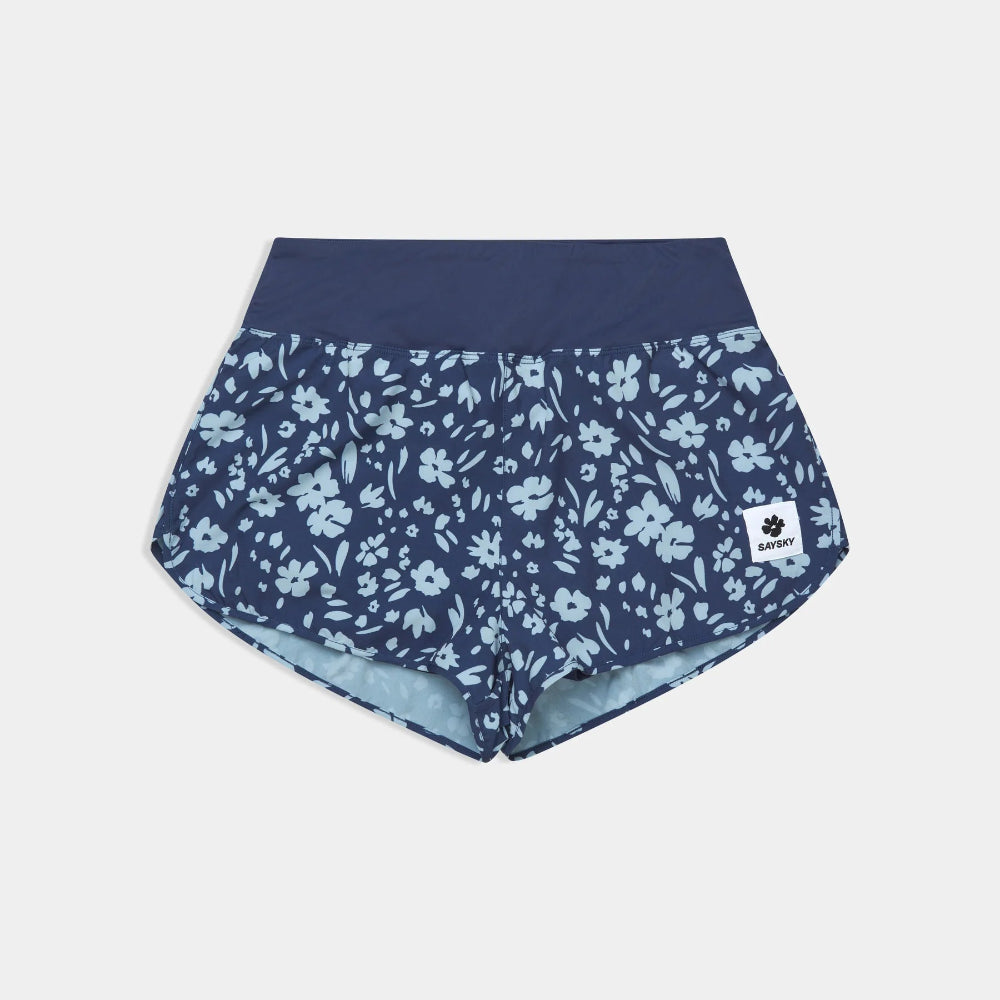 Blue floral-patterned pet accessory on a white background