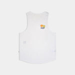 White tank top with a logo on a white background