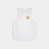 White tank top with a logo on a white background