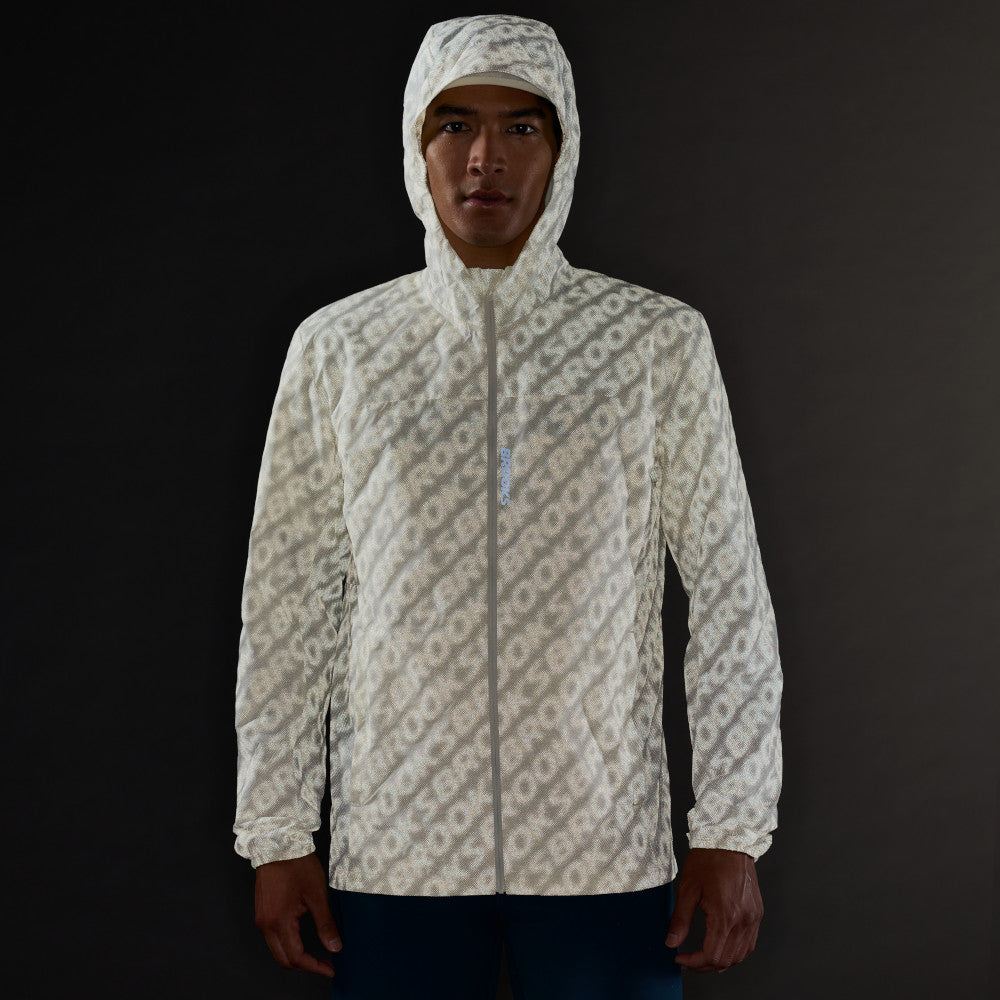 Brooks Canopy Reflective Jacket - Reflective Wordmark Bone