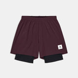 SAYSKY Pace 2 in 1 Shorts 5" - Burgundy