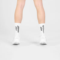 Saysky Combat High Socks - White: Stay Hungry