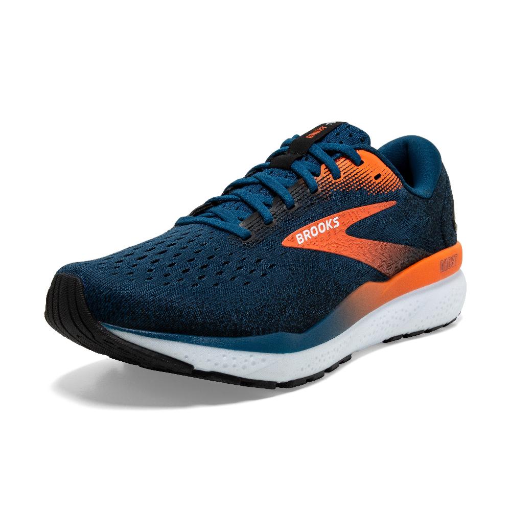 Brooks Ghost 16 Herre Blue Opal/Black Nasturtium set fra fronten