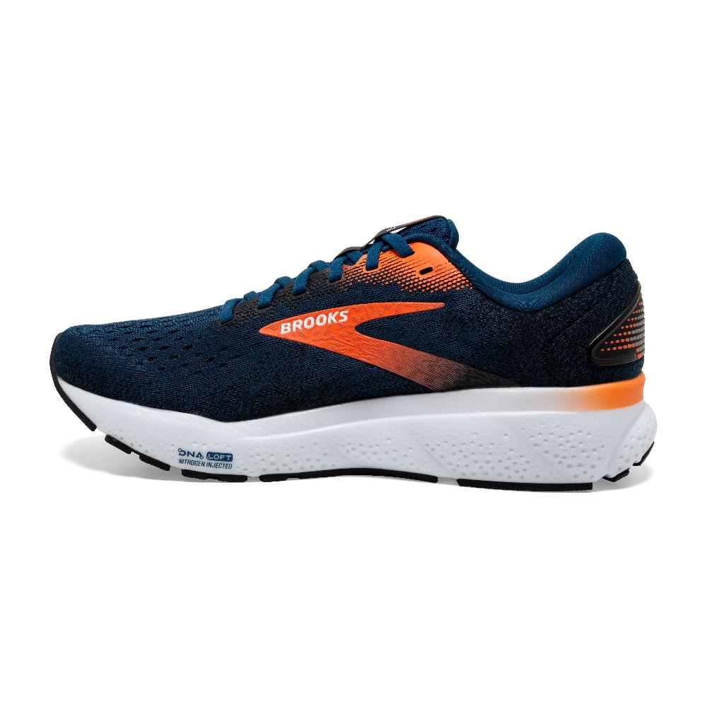 Brooks Ghost 16 Herre Blue Opal/Black Nasturtium set fra siden