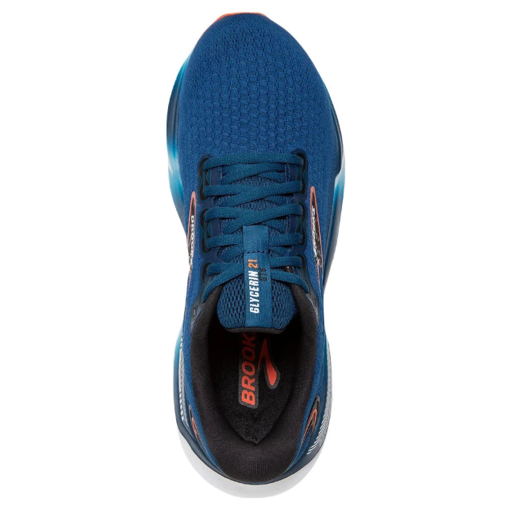 Brooks Glycerin GTS 21 Herre - Blue Opal/Black/Nasturtium set fra oven