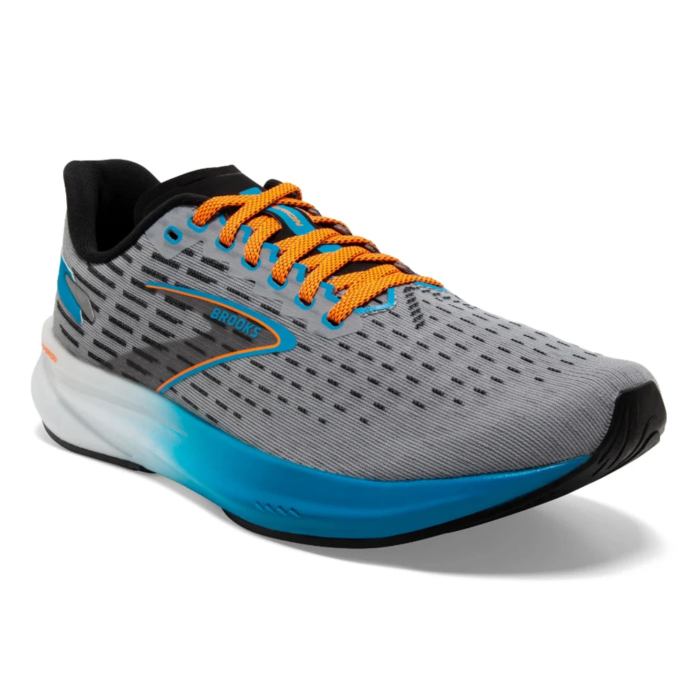 Brooks Hyperion Tempo Herre - Grey/Atomic Blue/Scarlet set fra fronten