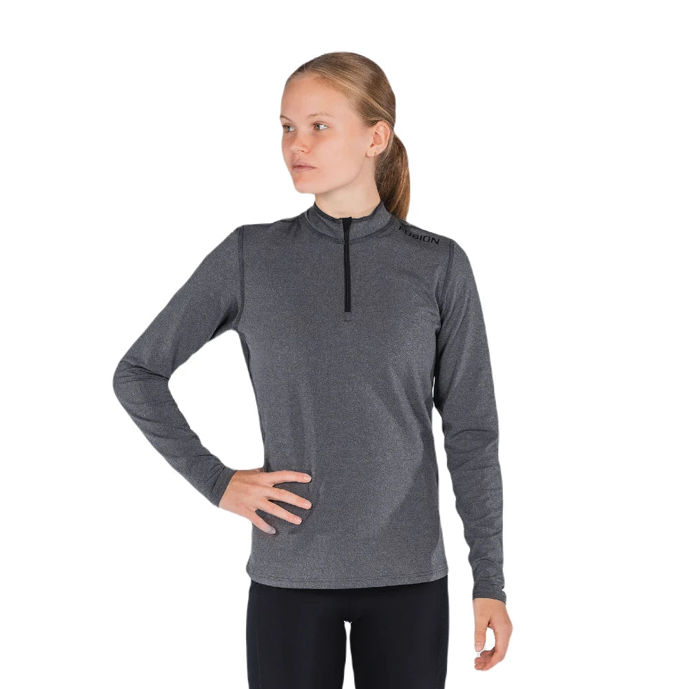FUSION Wms C3 Zip Neck - Dark Grey - Endurance Sport