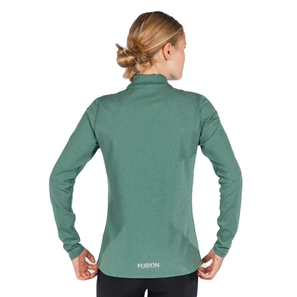 FUSION Wms C3 Zip Neck - Green - Endurance Sport