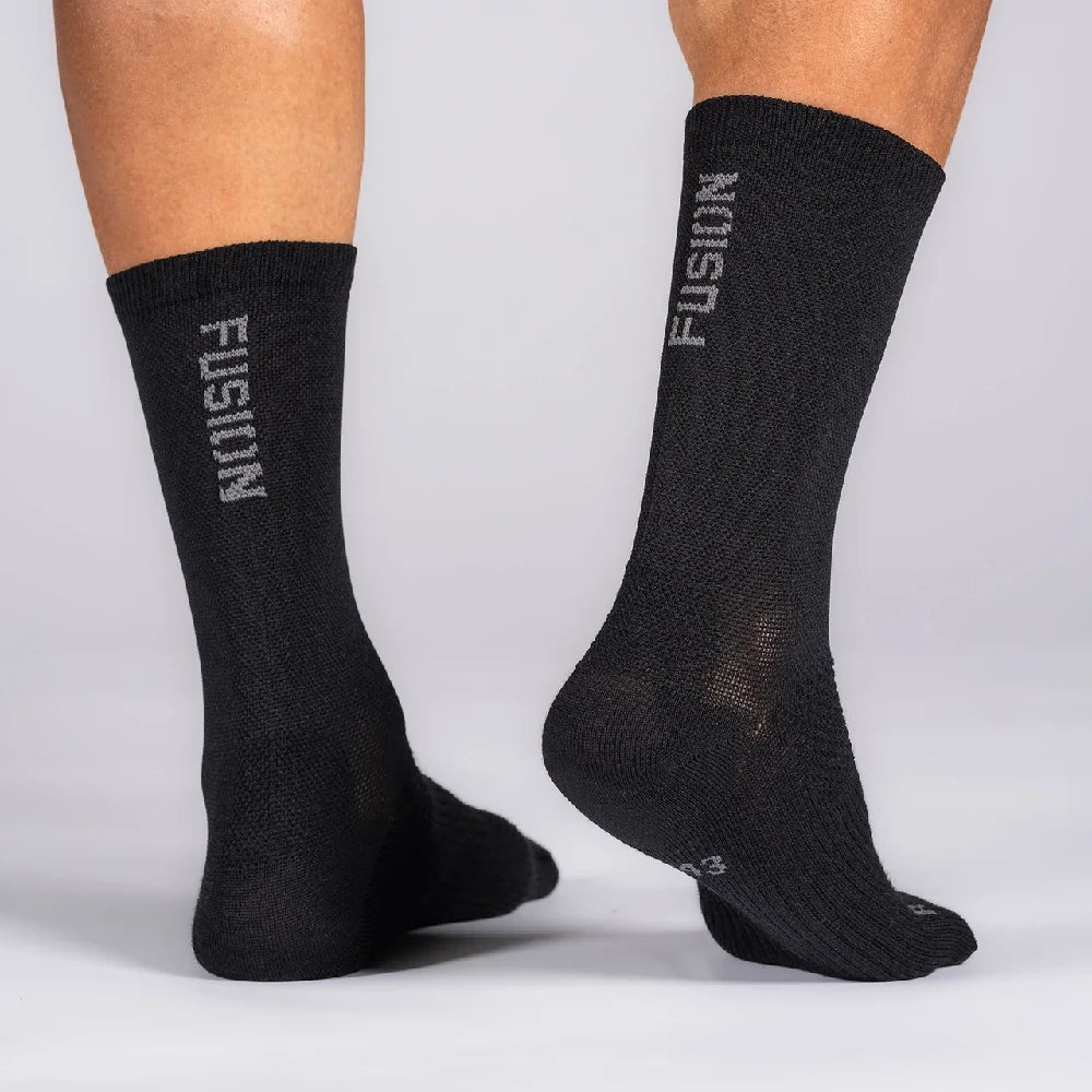 Fusion Cycling Sock Merino - Black - Endurance Sport