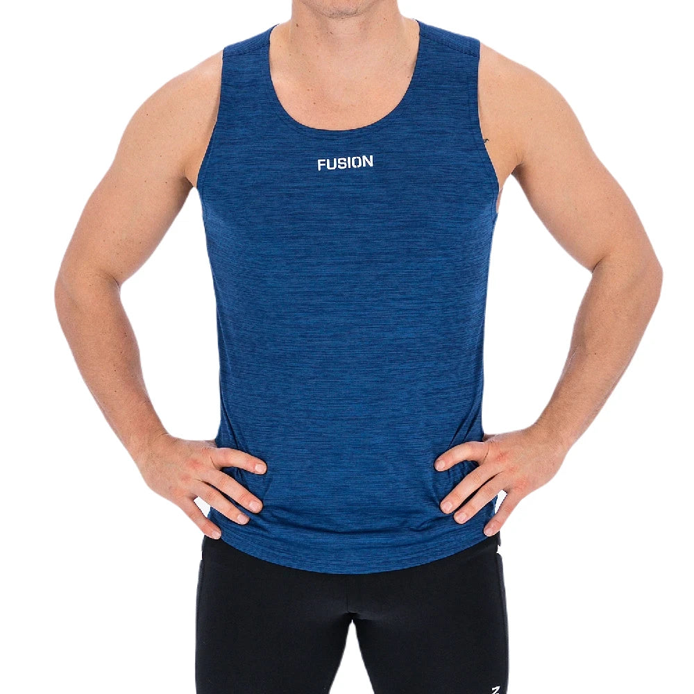 Fusion Mens C3 Singlet - Night/Blue set fra fronten