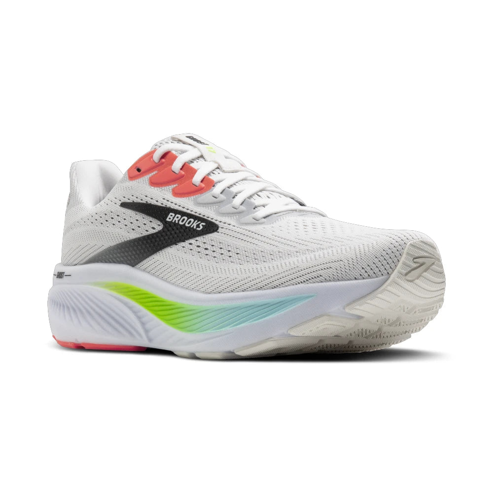 Brooks Ghost 17 Herre - White/Pink Clay/Gecko - Endurance Sport