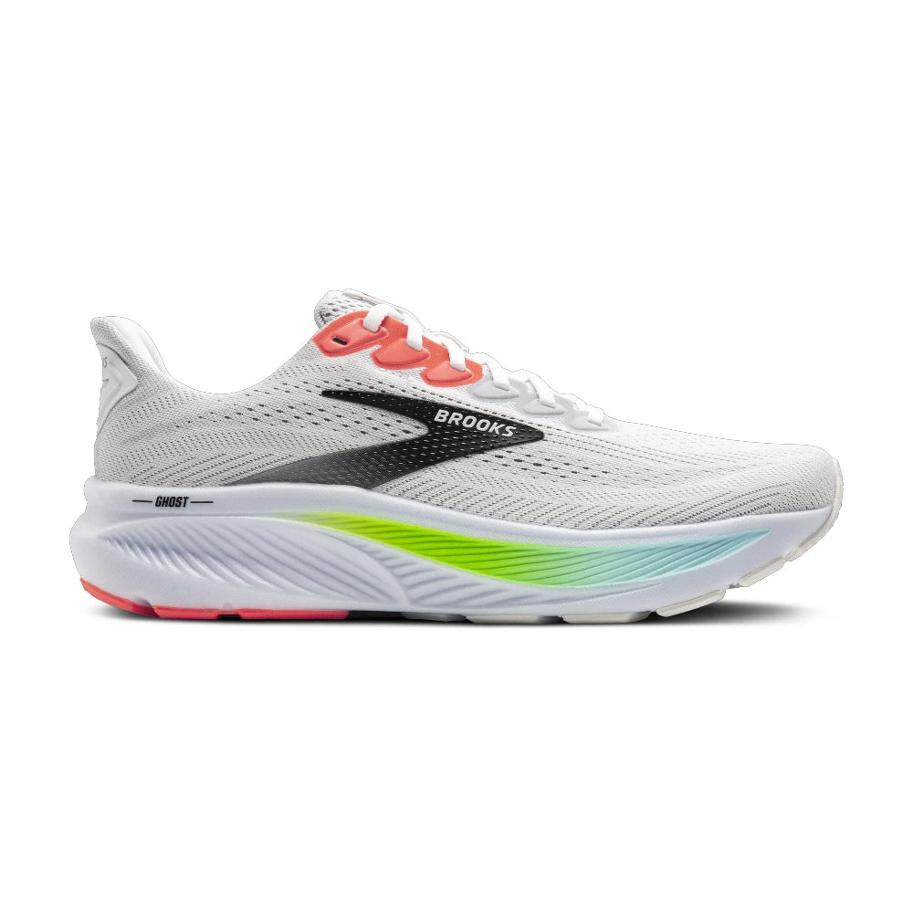 Brooks Ghost 17 Herre - White/Pink Clay/Gecko - Endurance Sport
