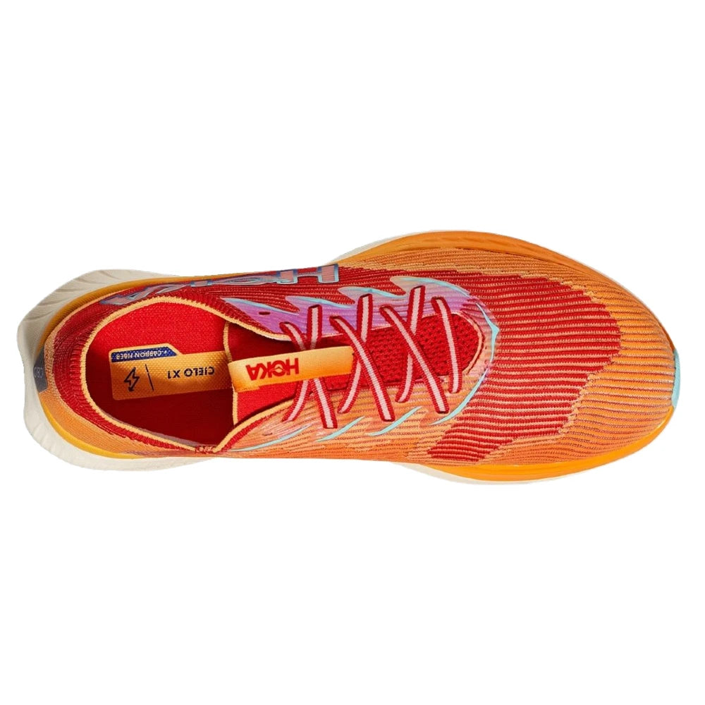 Hoka Cielo X1 - Racepack Cerise/Solar Flare set fra oven