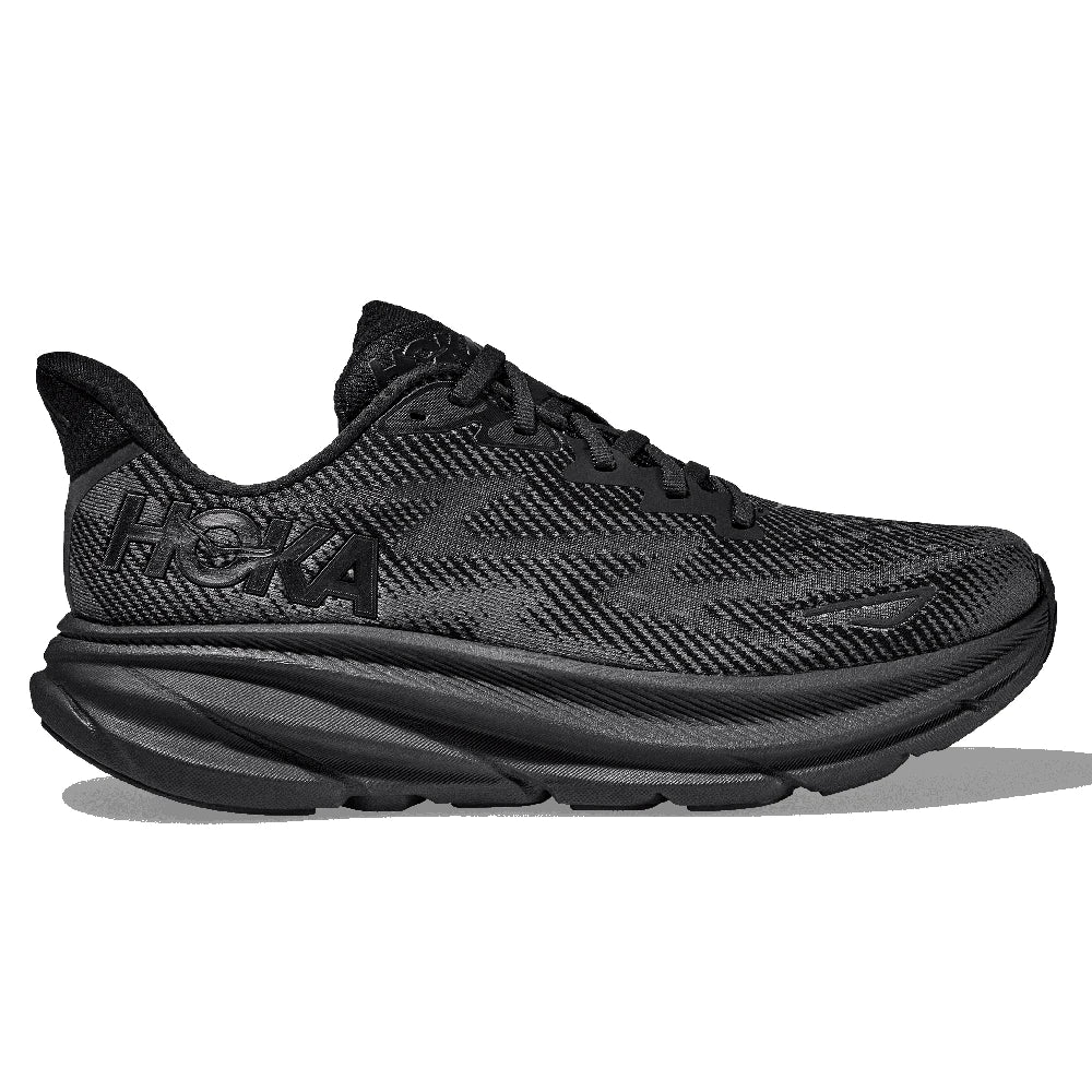 Hoka Clifton 9 Herre - Black / Black set fra siden