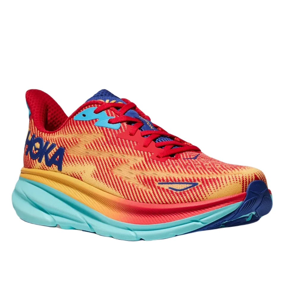 Hoka Clifton 9 Herre - Racepack Cerise/Cloudless set fra fronten