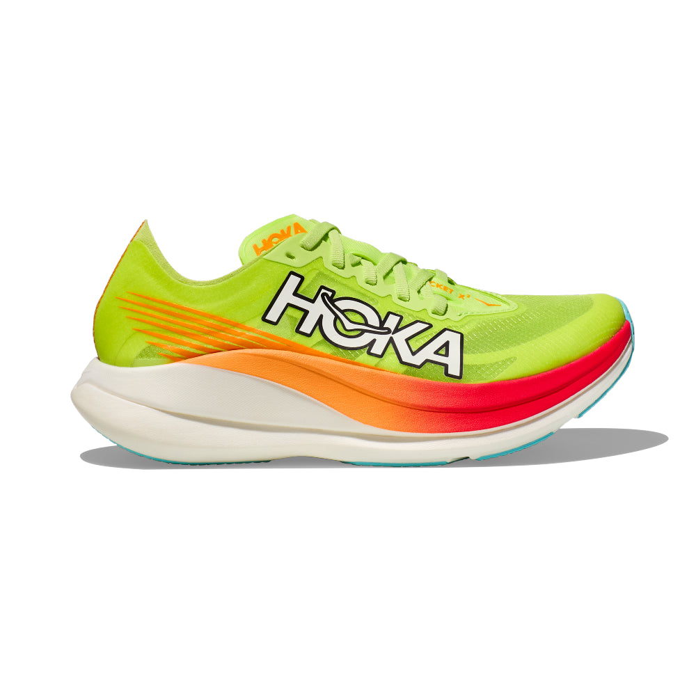 Hoka Rocket X 2 - Lettuce/Solar Flare set fra siden