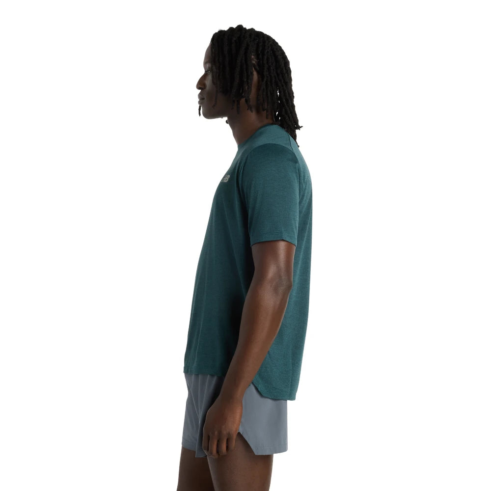 New Balance RC Essential T-Shirt Herre - Medusa Green Heather/Slate Grey - Endurance Sport