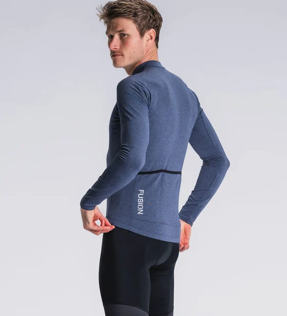 Fusion Mens Light LS Cycling Jersey - Night Blue