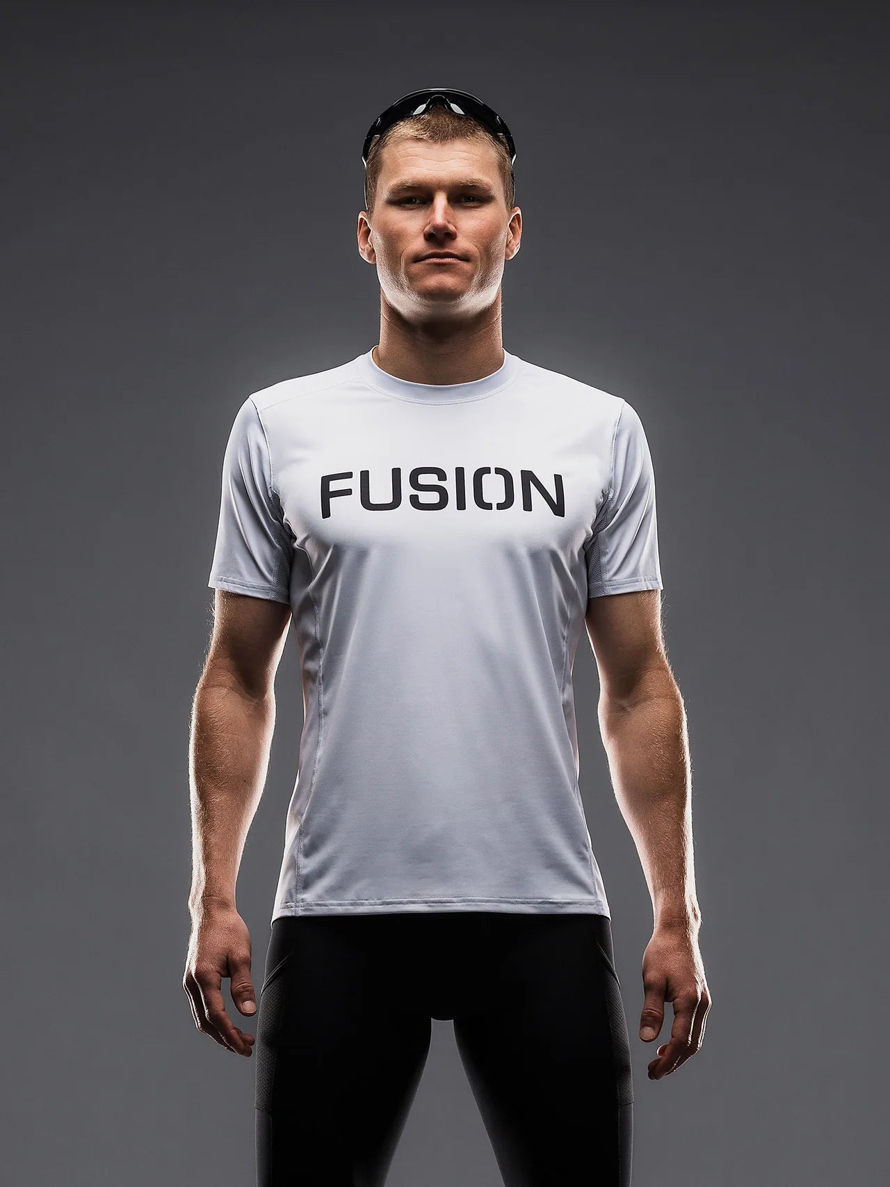Fusion Mens Tempo T-Shirt - White (logo) - Endurance Sport