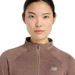 New Balance Athletics Heat Grid 1/2 Zip Dame - Earth Shadow Heather - Endurance Sport
