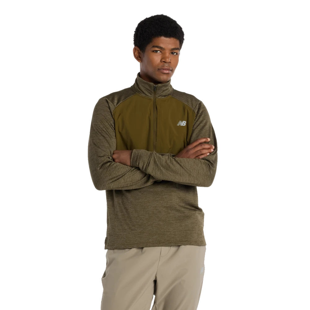 New Balance Athletics Heat Grid 1/2 Zip Herre - Woodland Heather - Endurance Sport