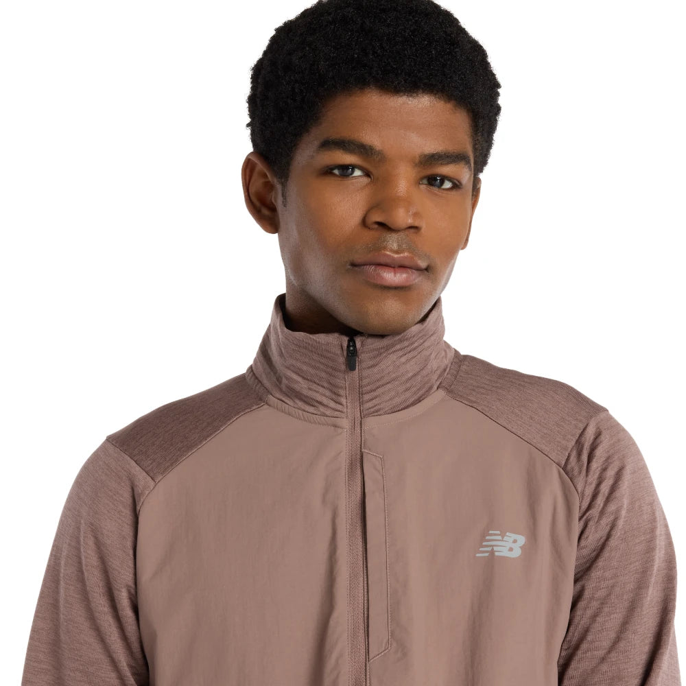 New Balance Mens Athletics Heat Grid 1/2 Zip - Earth Shadow Heather - Endurance Sport