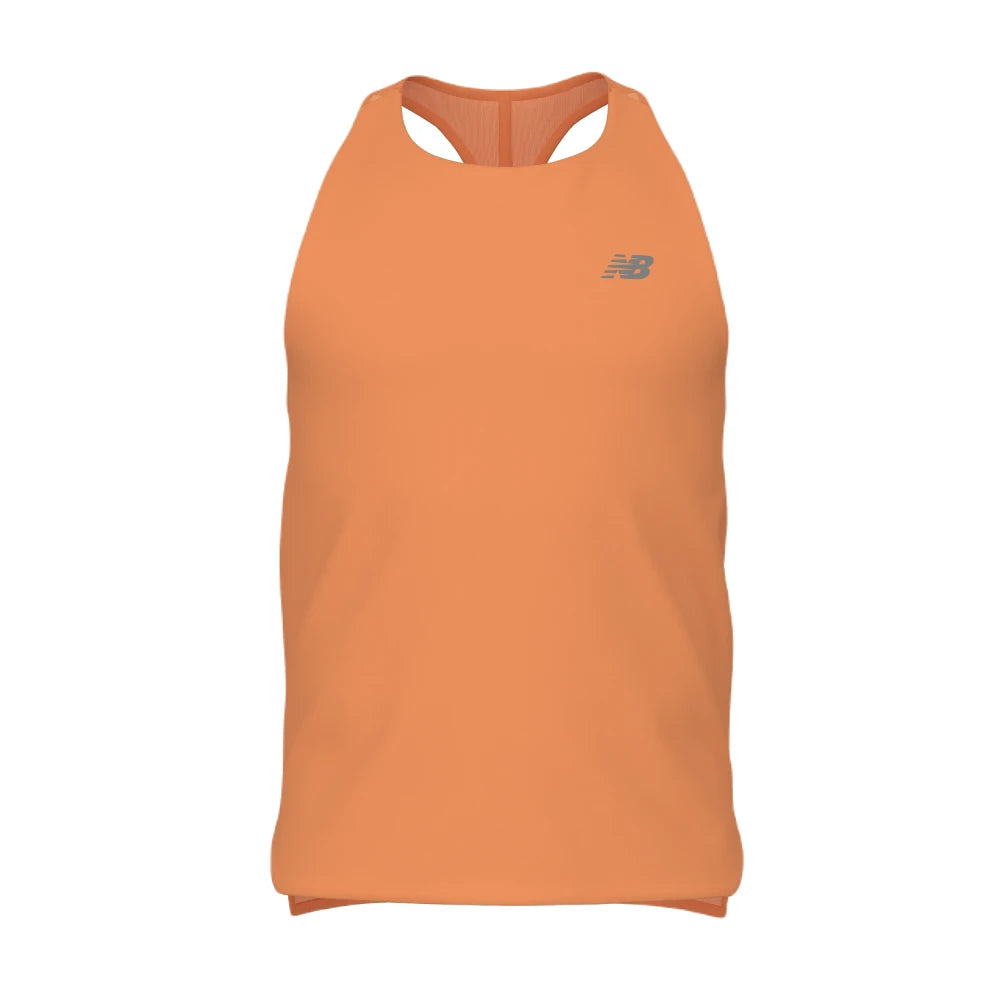 New Balance Race Day UltraLight Singlet herre - Hot Mango set fra fronten