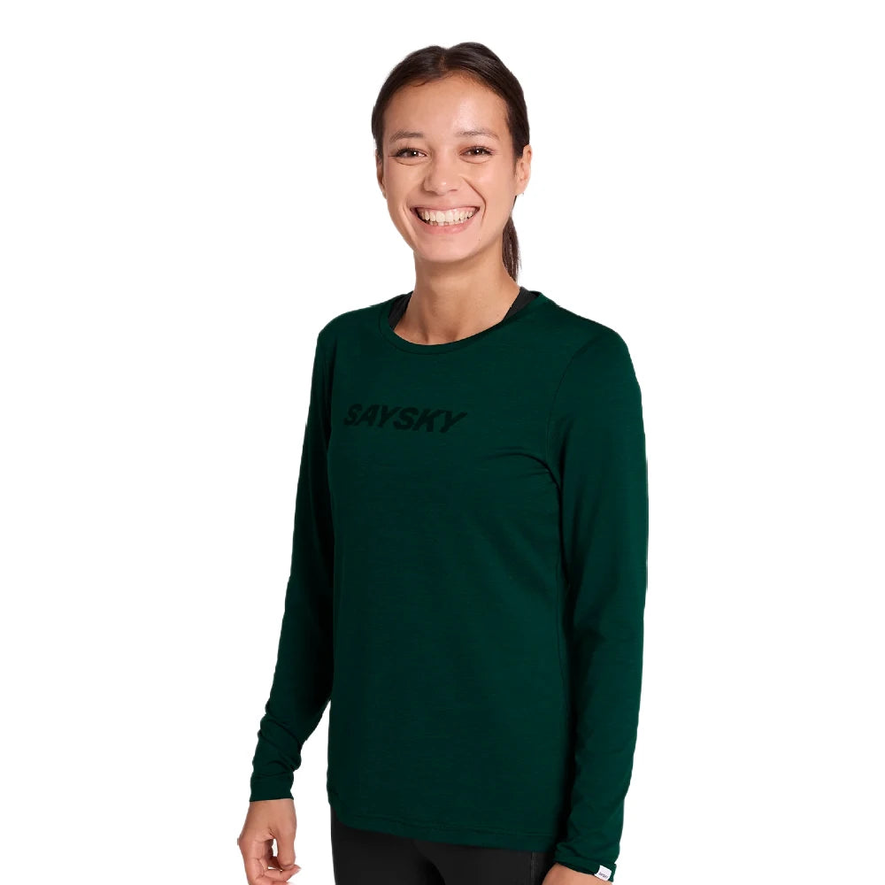 SAYSKY W Logo Pace Long Sleeve - Green - Endurance Sport