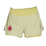 SAYSKY Dame Checker pace 2 in 1 short 3" - Green AOP - Endurance Sport