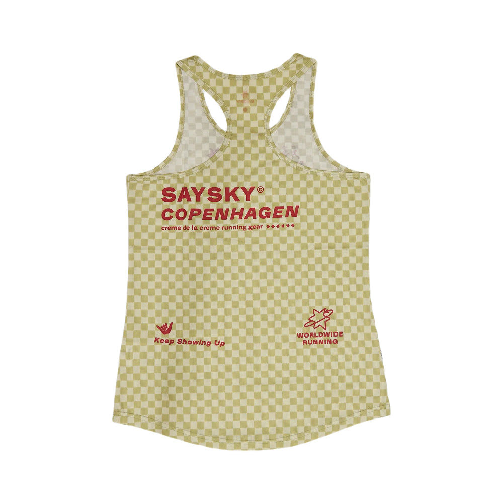 SAYSKY Checker Combat Singlet Dame - Green AOP - Endurance Sport