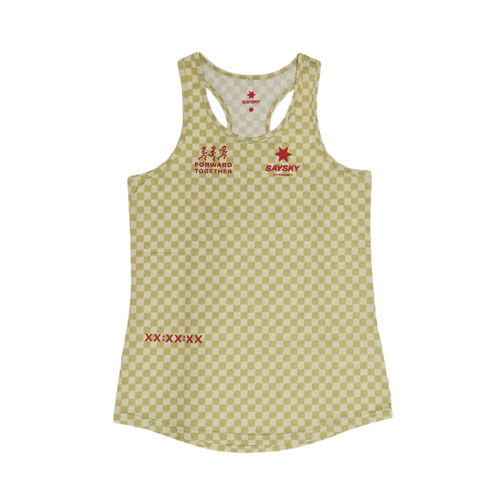 SAYSKY Checker Combat Singlet Dame - Green AOP - Endurance Sport