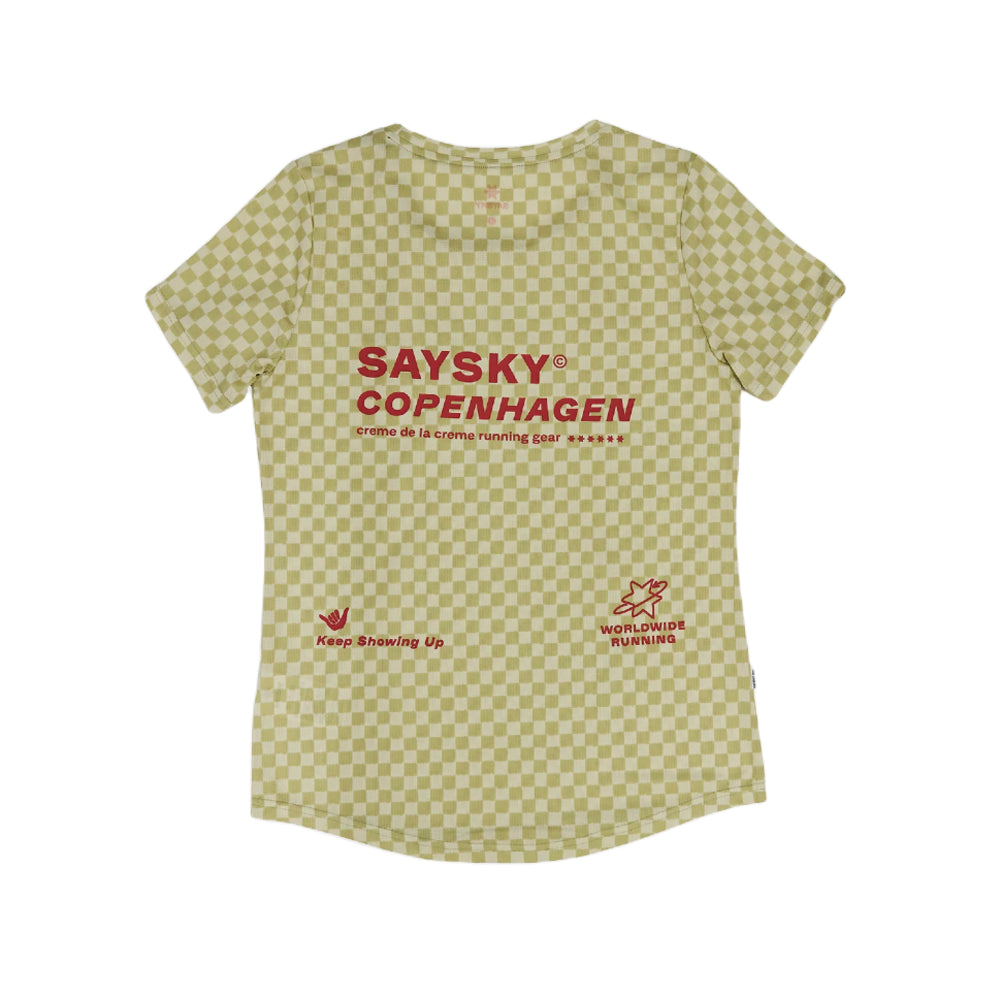 SAYSKY Checker Combat T-Shirt Dame - Green AOP - Endurance Sport