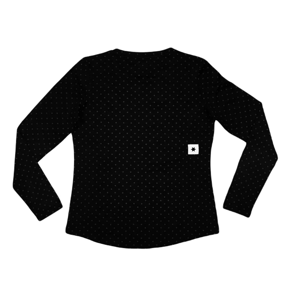SAYSKY Reflective Polka Pace Long Sleeve Dame - Black AOP set fra ryggen