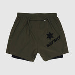 Green shorts with a star logo and 'Saysky' text on a light gray background