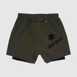 Green shorts with a star logo and 'Saysky' text on a light gray background