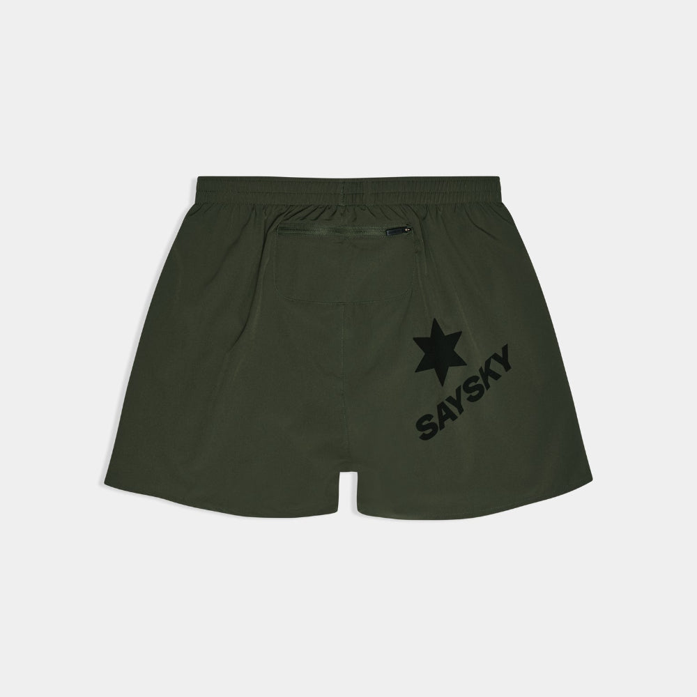 Green shorts with a black star and 'Saysky' logo on a white background