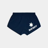 Black shorts with a white star and 'Saysky' text on a light gray background