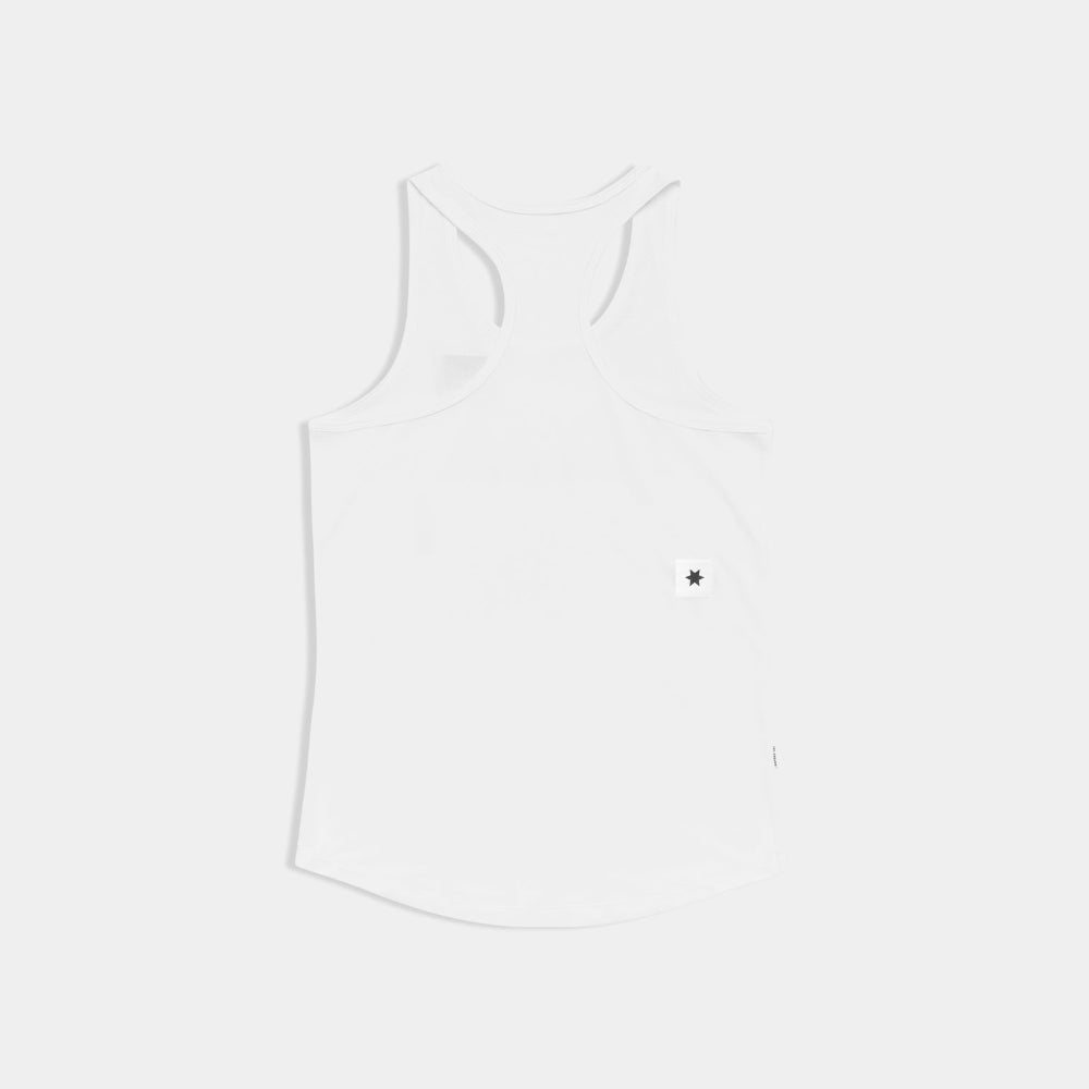 White tank top with a star design on a white background