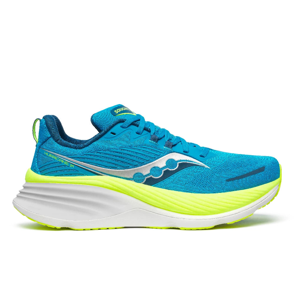 Saucony Hurricane 24 Herre - Viziblue/Citron set fra siden