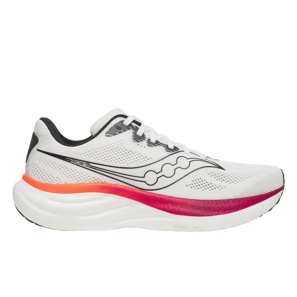 Saucony Ride 19 Herre - White/Crimson - Endurance Sport