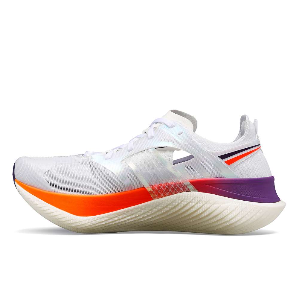 Saucony Endorphin Elite Herre - White/Vizired set fra siden