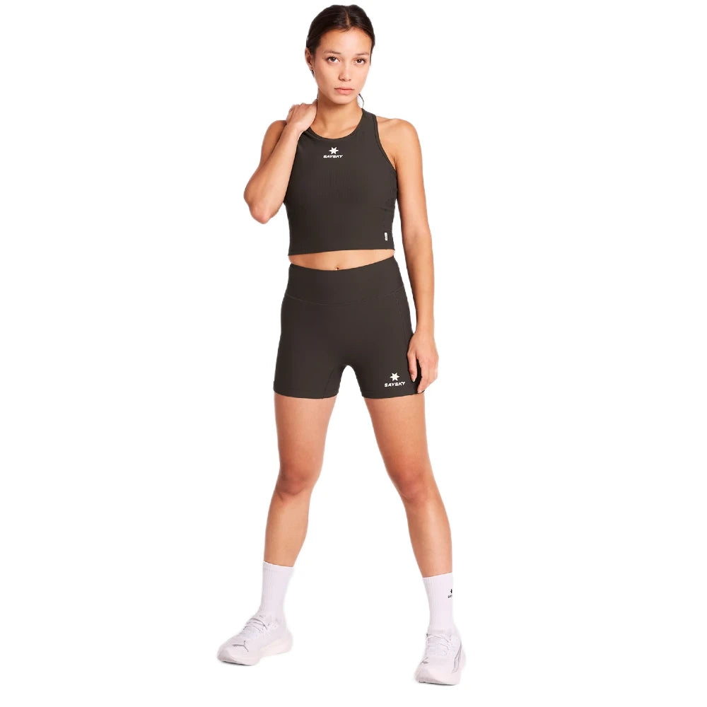 SAYSKY W Combat Rib Crop Top - Coffee - Endurance Sport