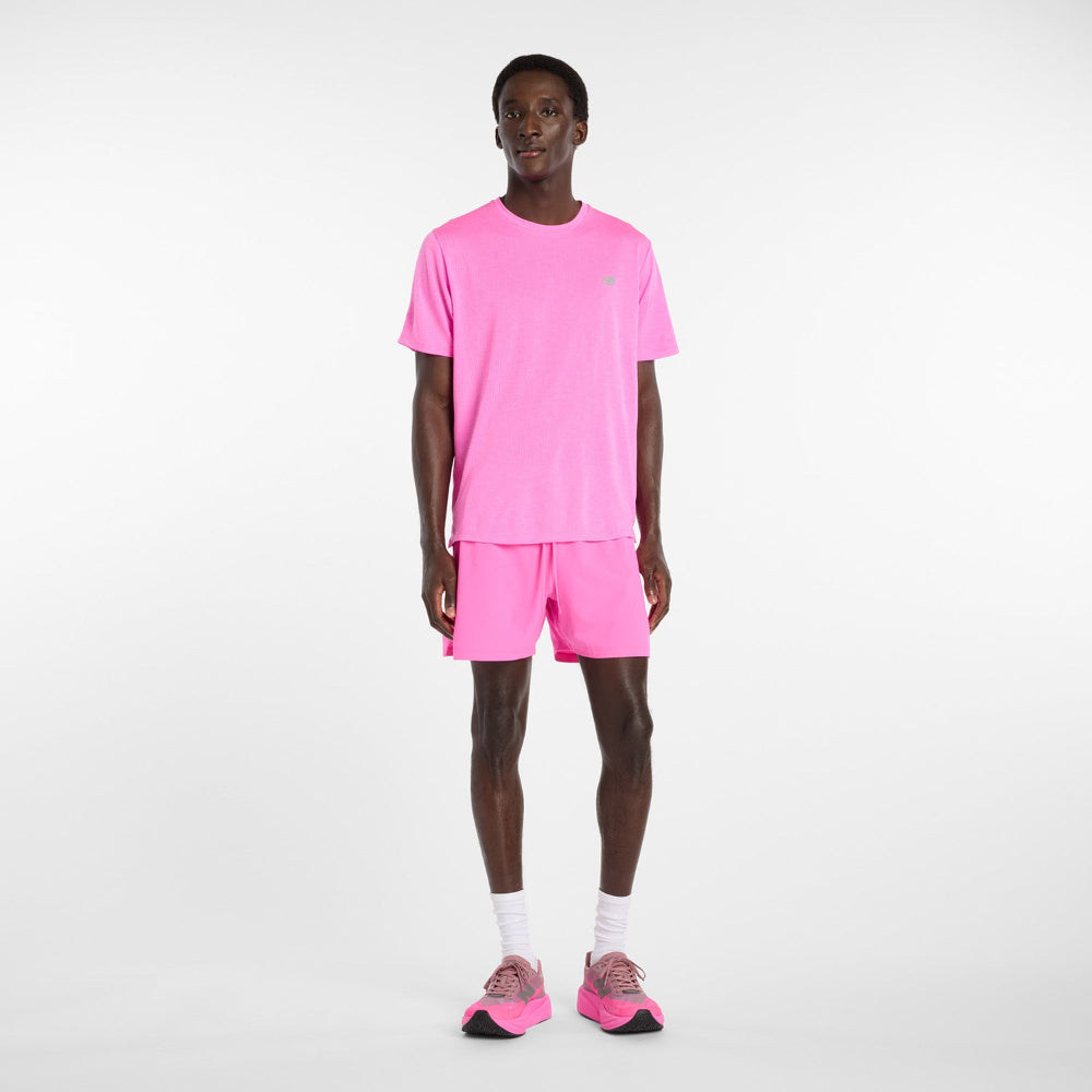 New Balance RC Essential T-Shirt Herre - Pink Heat Heather/Slate Grey - Endurance Sport