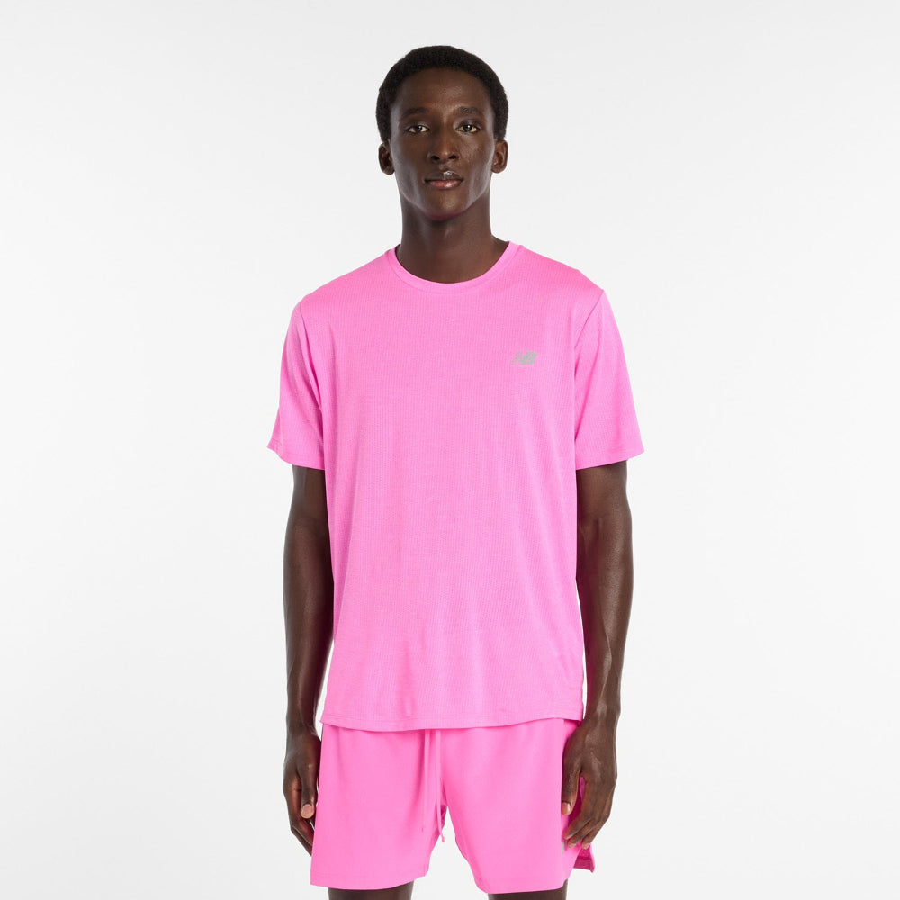 New Balance RC Essential T-Shirt Herre - Pink Heat Heather/Slate Grey - Endurance Sport